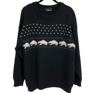 Cappello Black ugly / grandma christmas sweater w/snowflakes & polar bears M